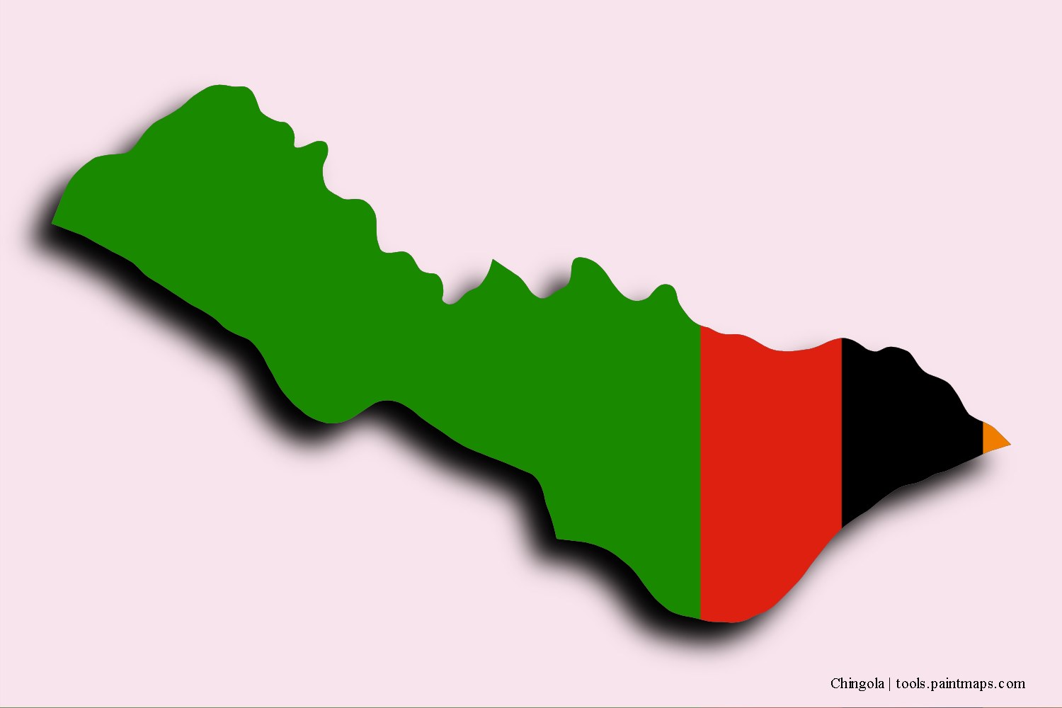 Mapa de la bandera de Chingola con efecto de sombra 3D