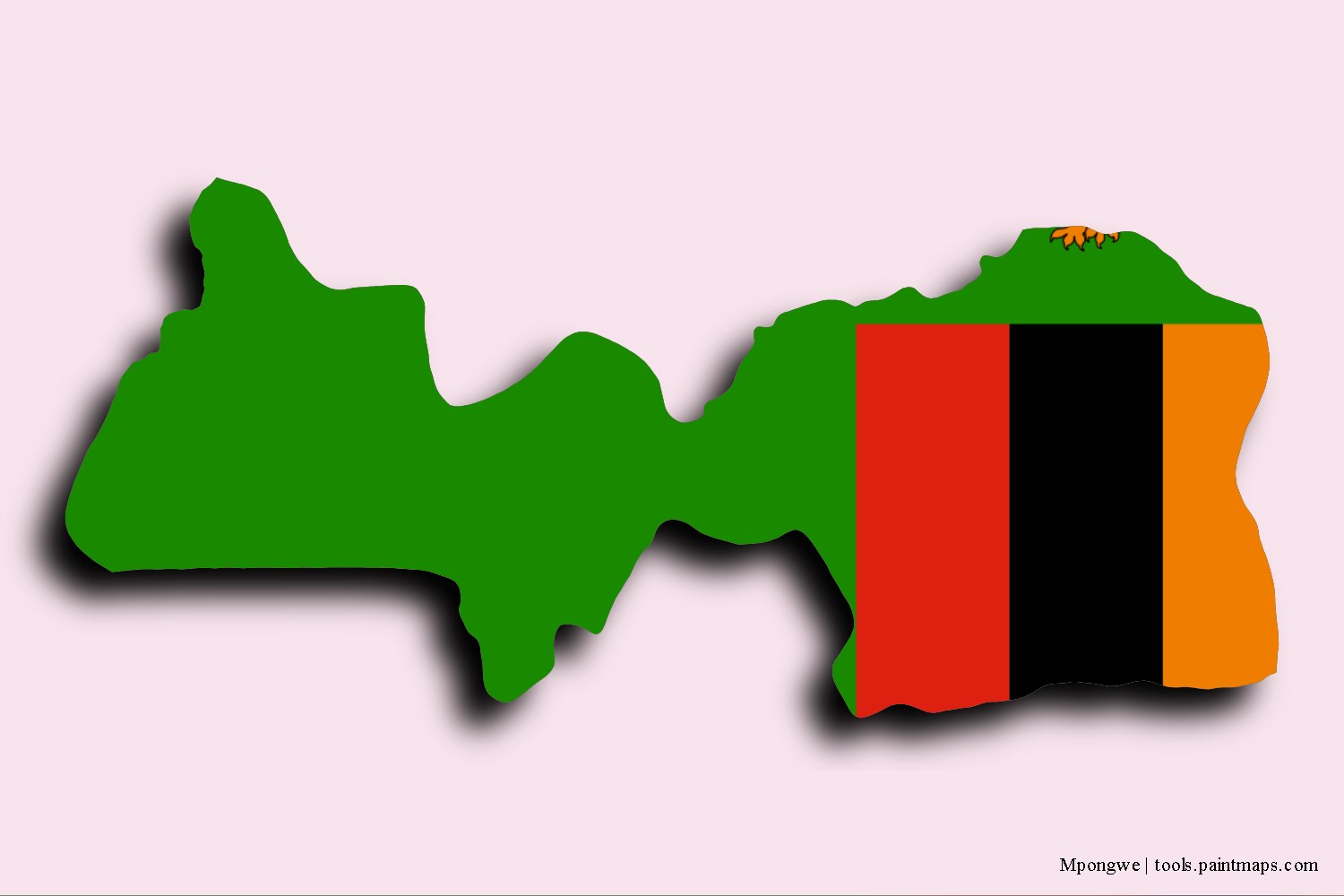 Mapa de la bandera de Mpongwe con efecto de sombra 3D