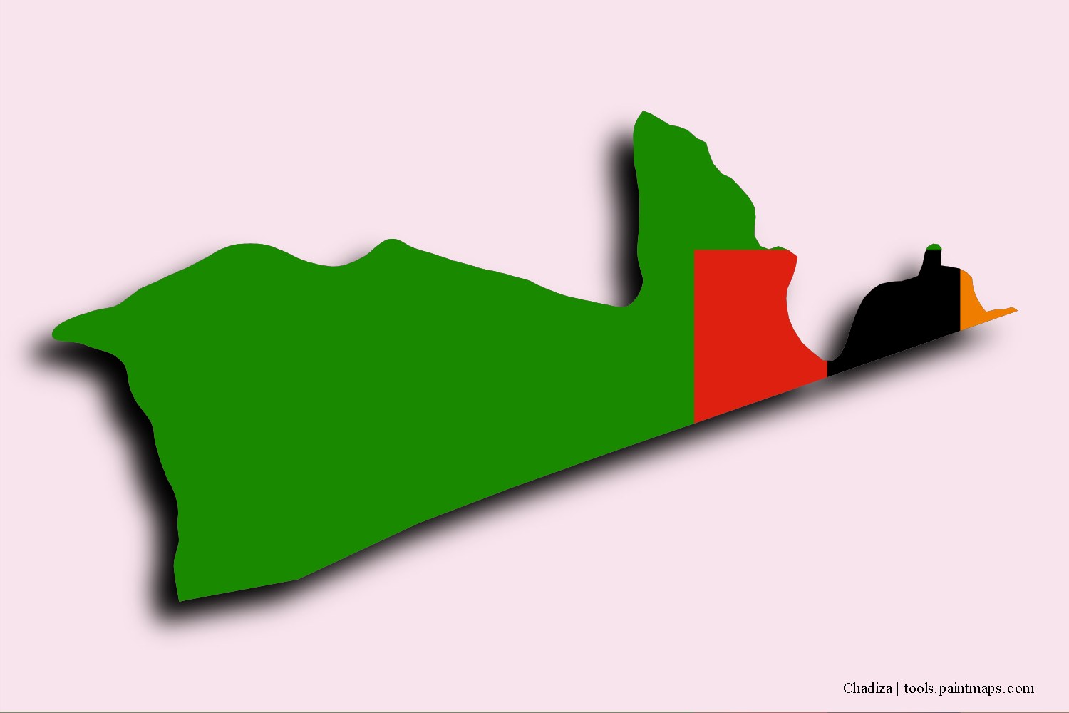 flag map of Chadiza with 3D shadow effect