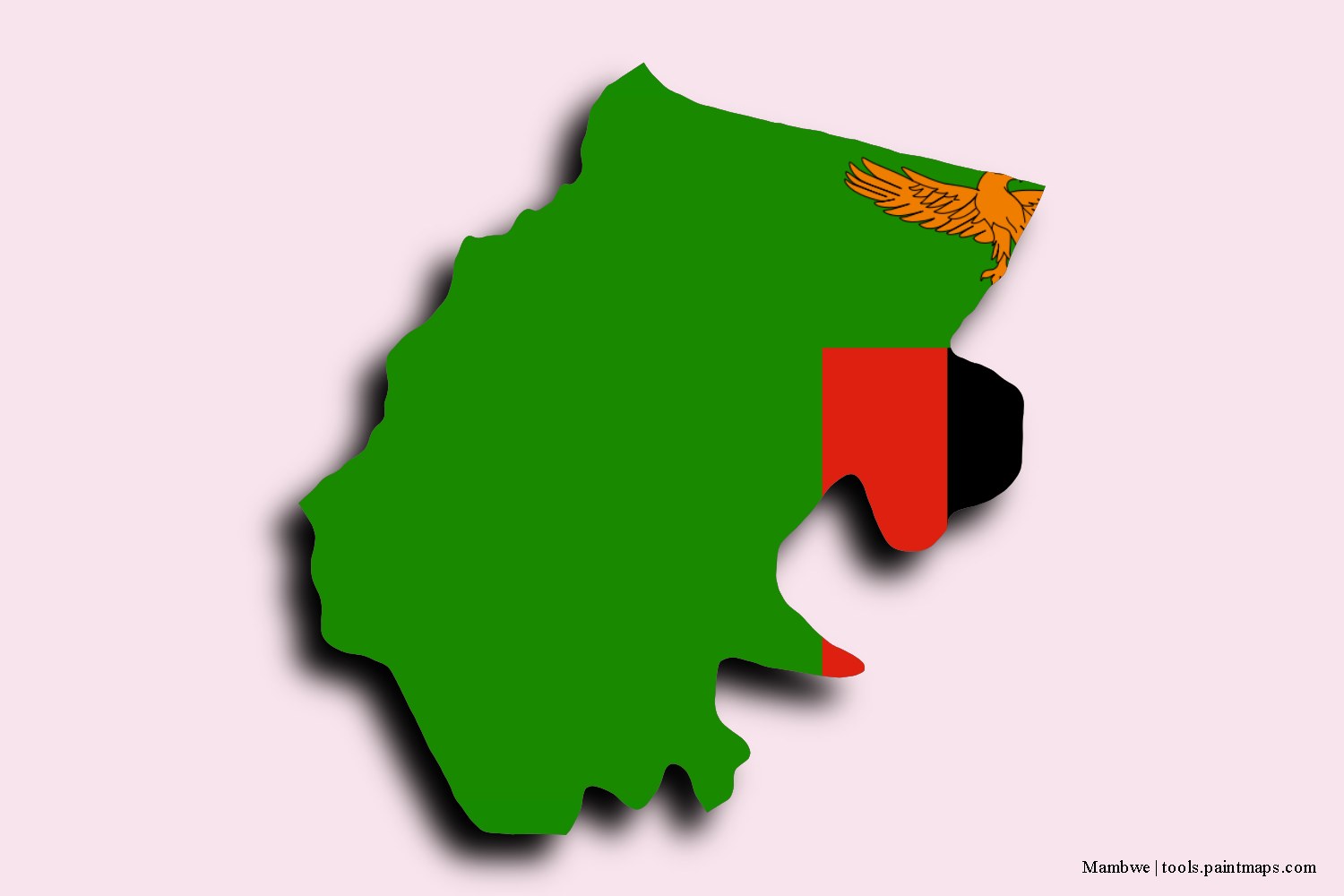 flag map of Mambwe with 3D shadow effect