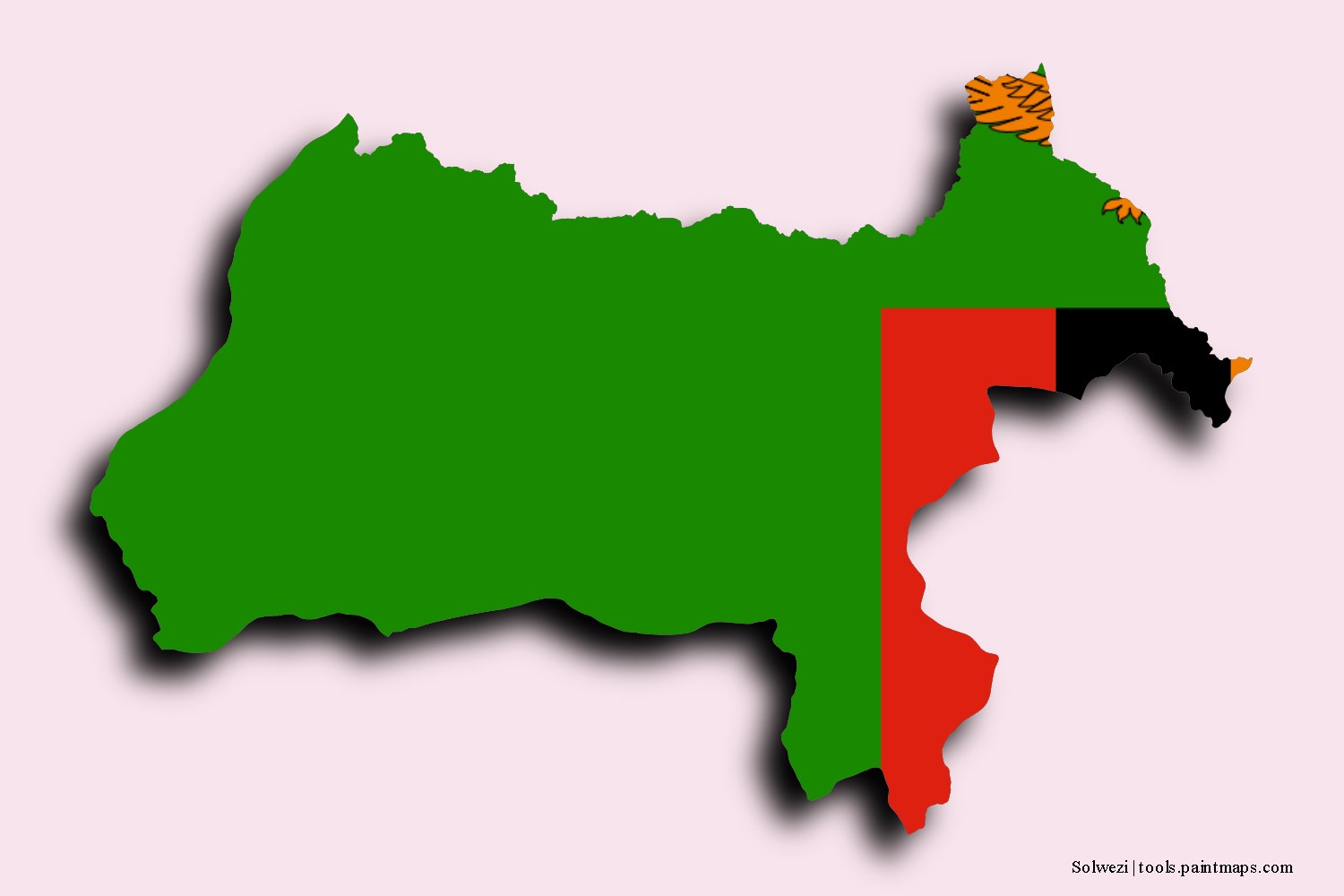 Mapa de la bandera de Solwezi con efecto de sombra 3D