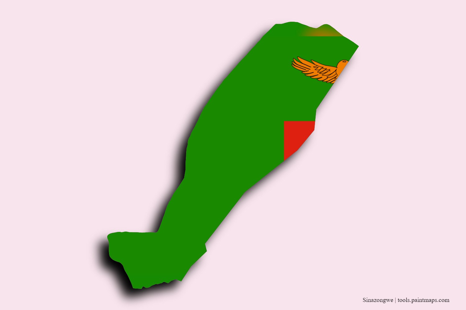 Mapa de la bandera de Sinazongwe con efecto de sombra 3D