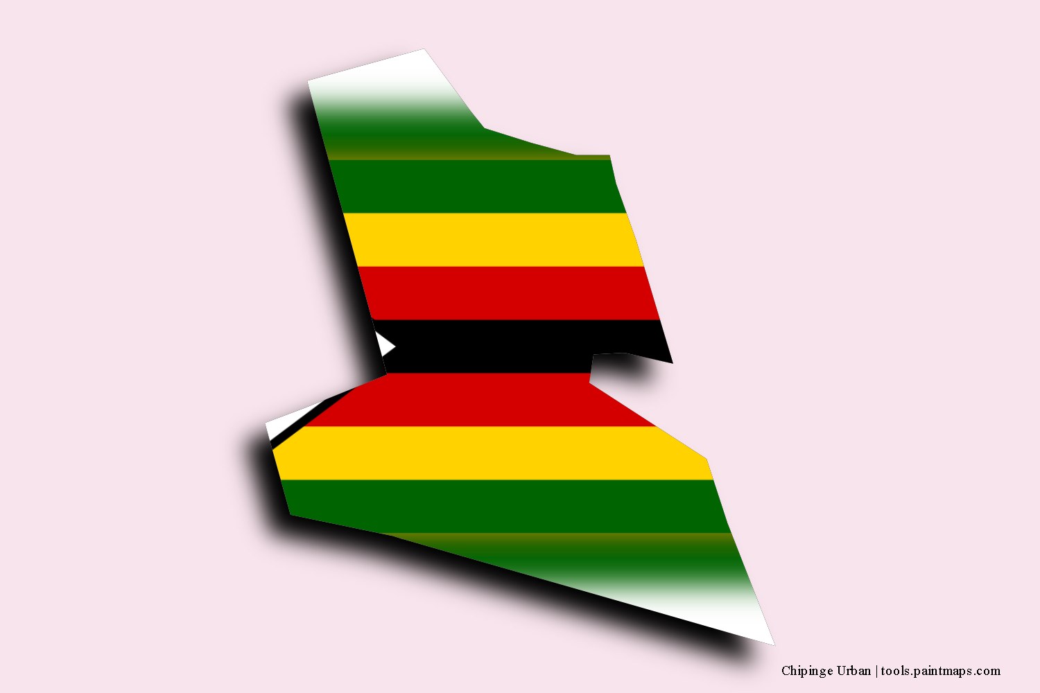 flag map of Chipinge Urban with 3D shadow effect