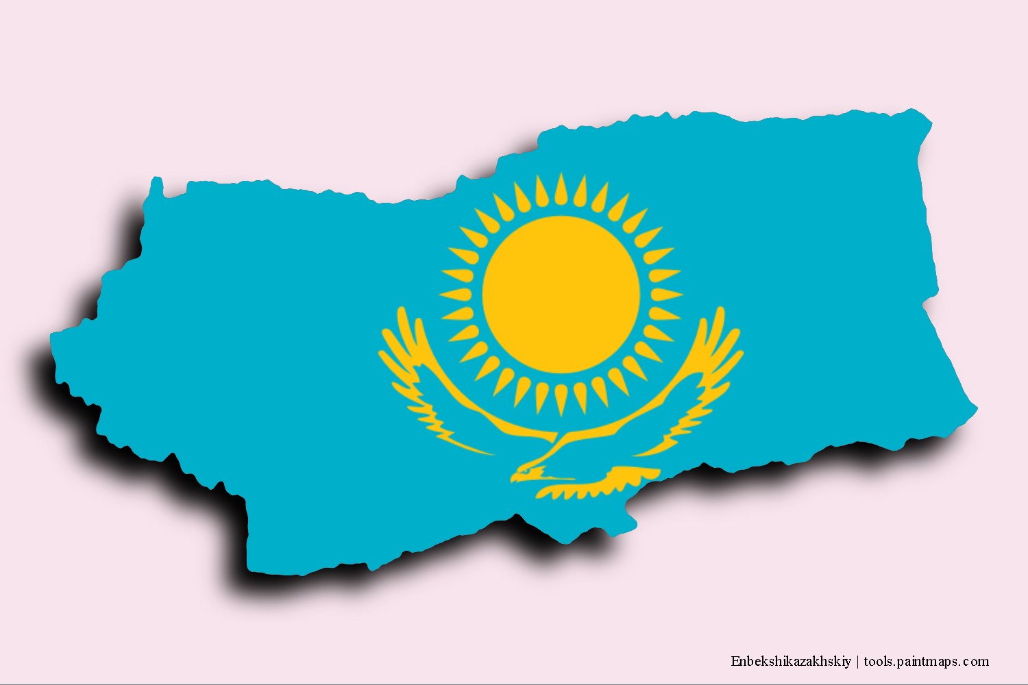 Mapa de la bandera de Enbekshikazakhskiy con efecto de sombra 3D