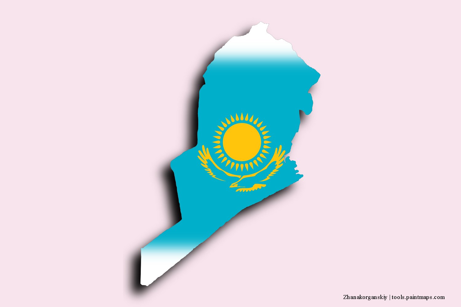 flag map of Zhanakorganskiy with 3D shadow effect