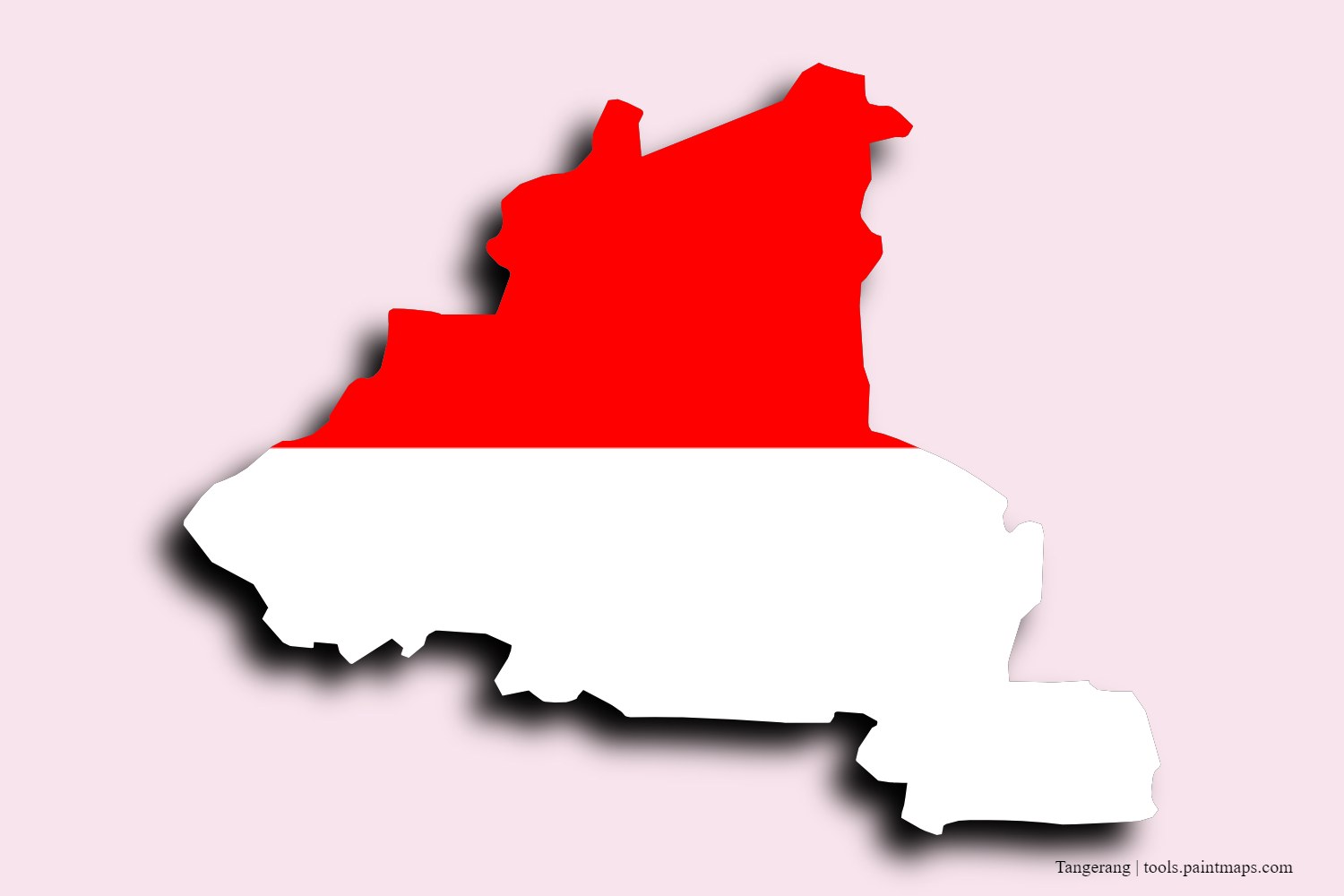 Mapa de la bandera de Tangerang con efecto de sombra 3D