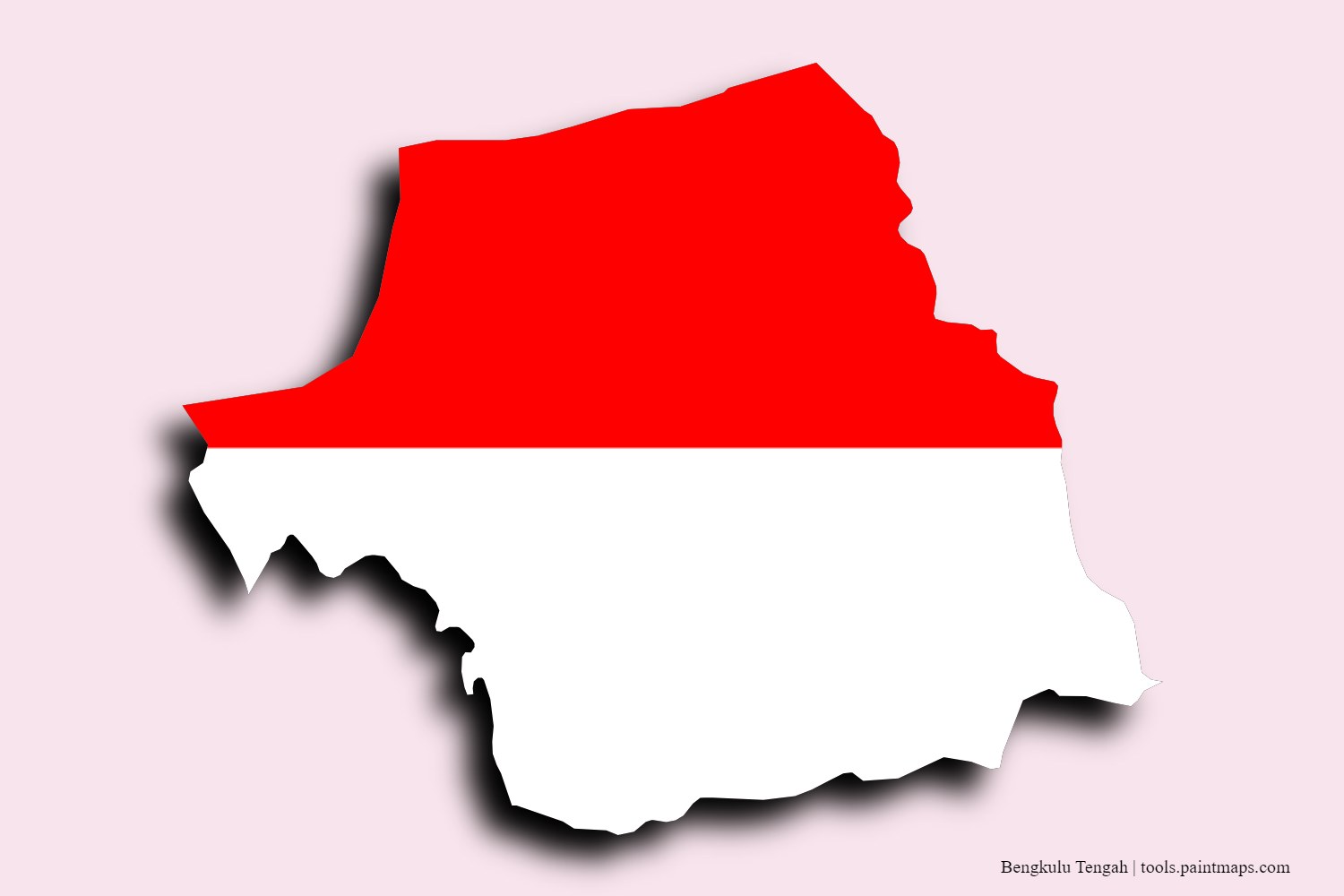 flag map of Bengkulu Tengah with 3D shadow effect