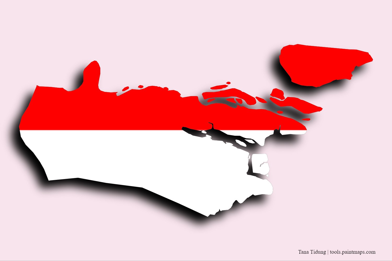 flag map of Tana Tidung with 3D shadow effect