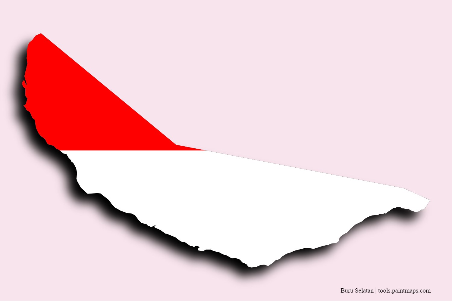 flag map of Buru Selatan with 3D shadow effect