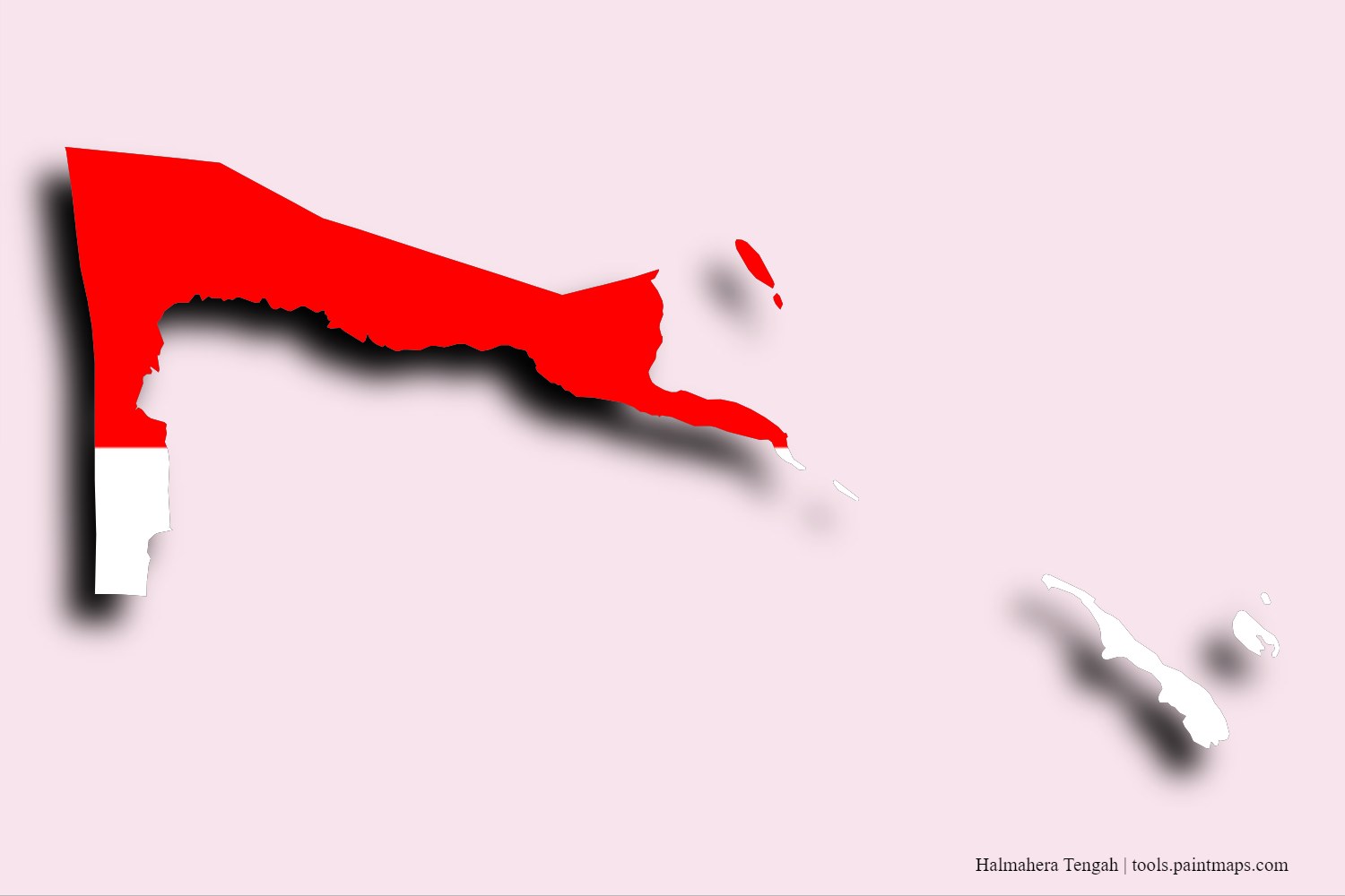 flag map of Halmahera Tengah with 3D shadow effect