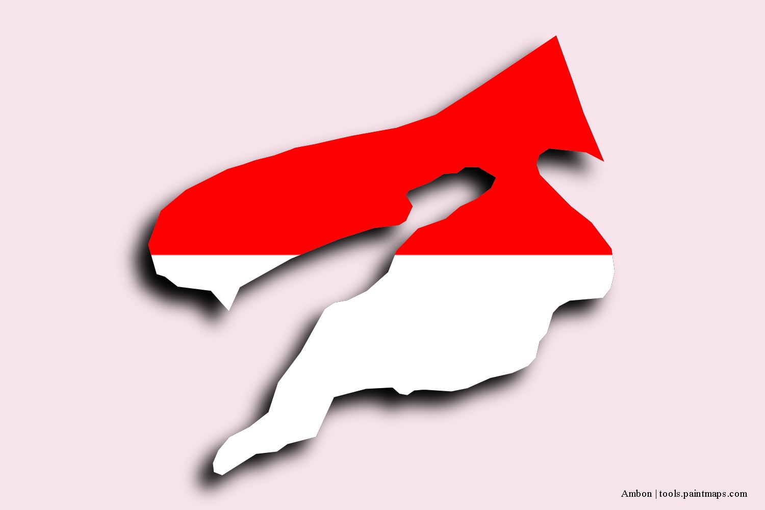 flag map of Ambon with 3D shadow effect