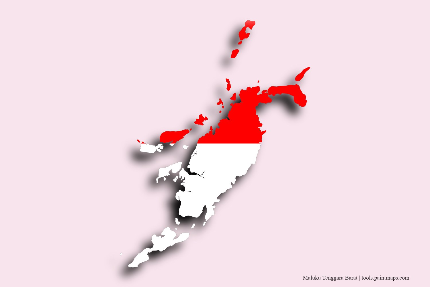 Mapa de la bandera de Maluku Tenggara Barat con efecto de sombra 3D