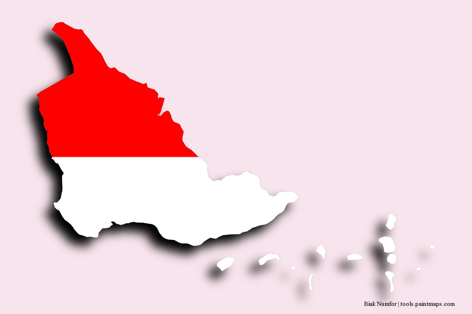 flag map of Biak Numfor with 3D shadow effect