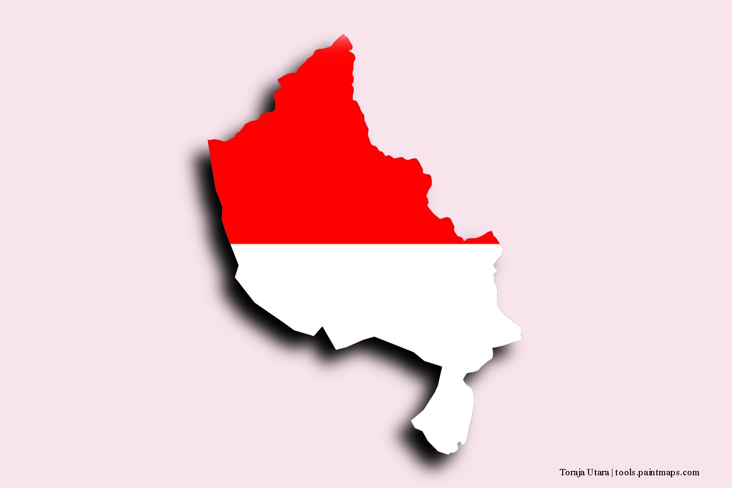 flag map of Toraja Utara with 3D shadow effect