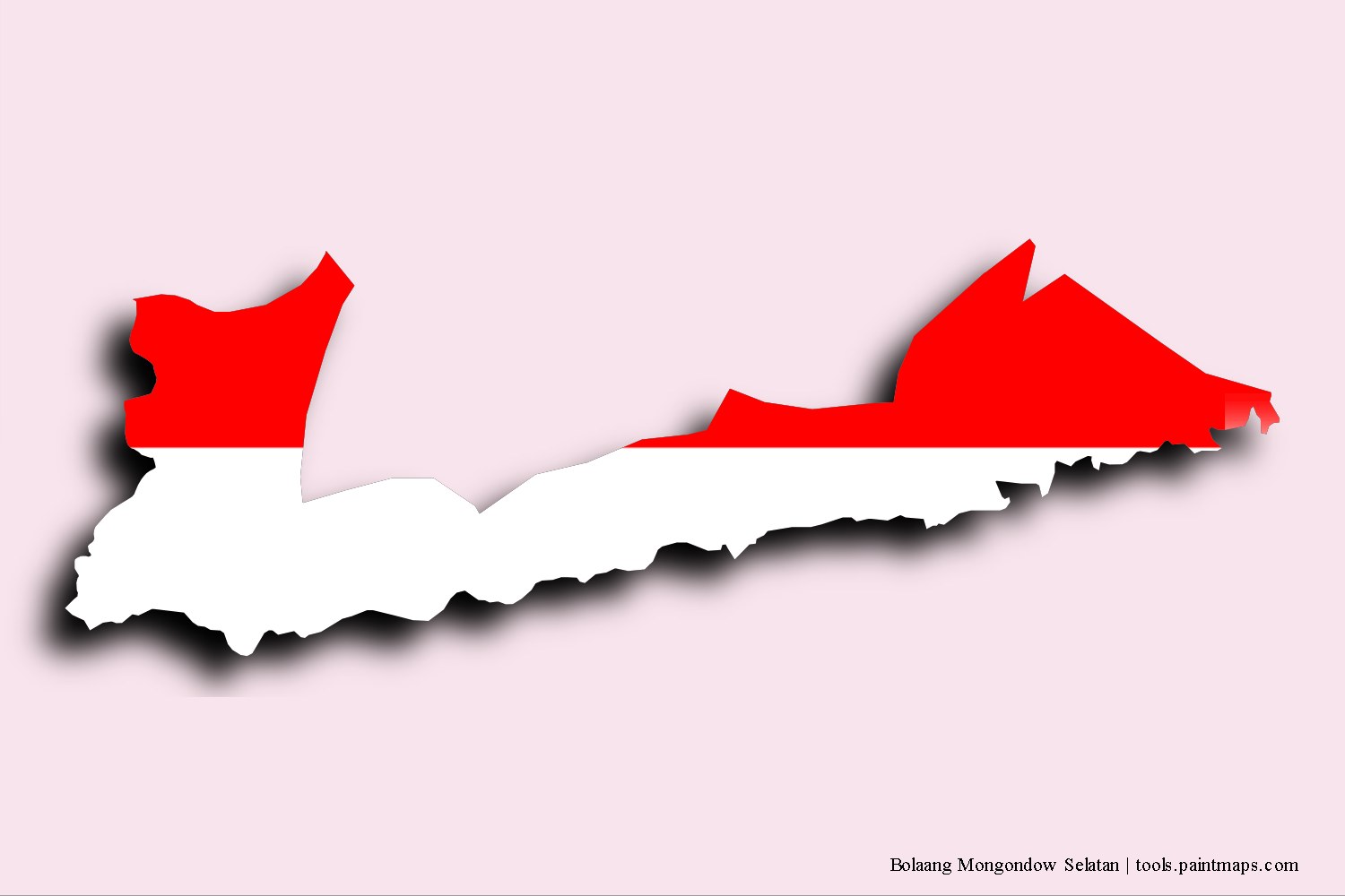 flag map of Bolaang Mongondow Selatan with 3D shadow effect