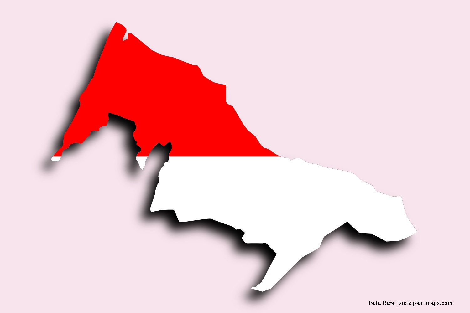 flag map of Batu Bara with 3D shadow effect