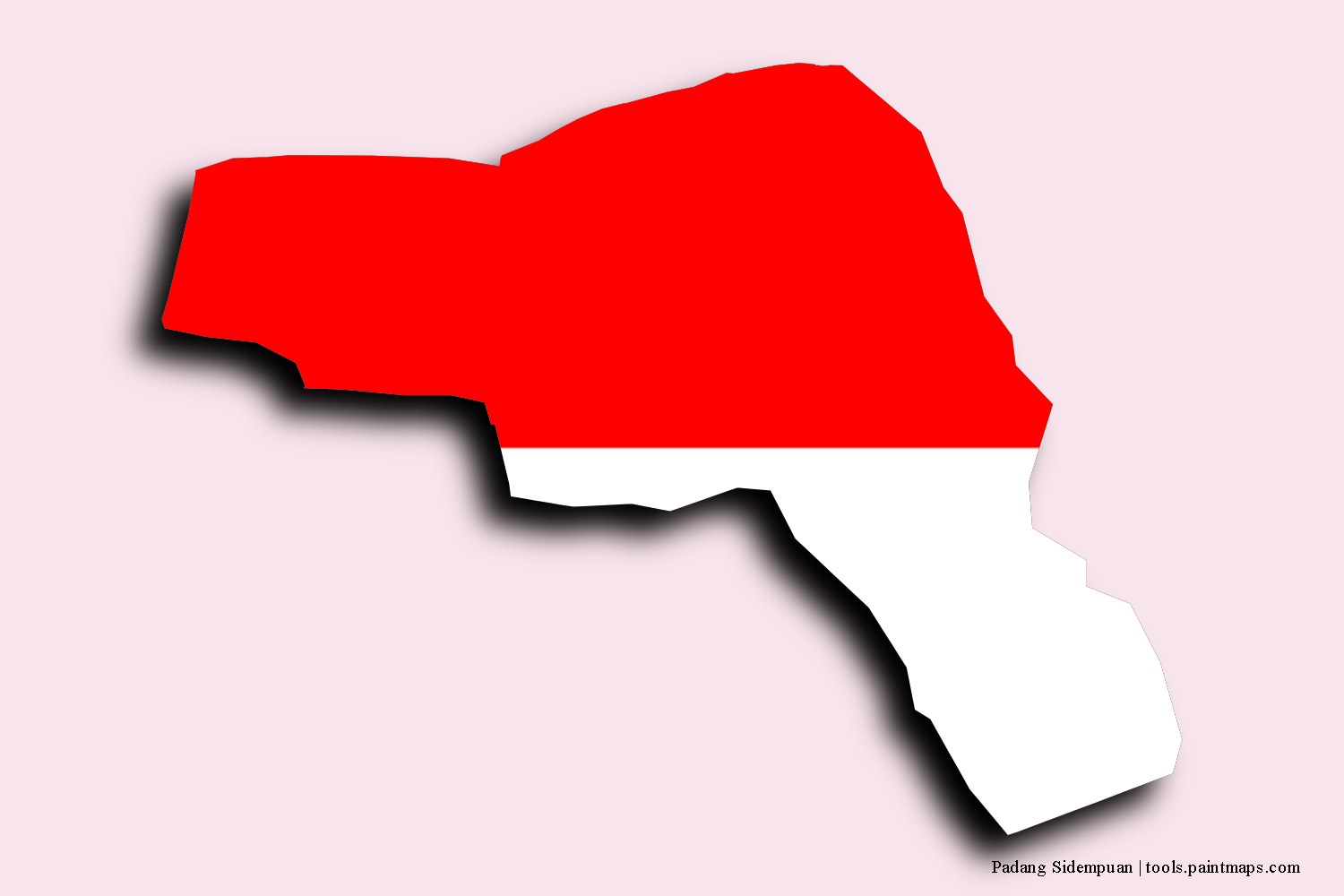 flag map of Padang Sidempuan with 3D shadow effect