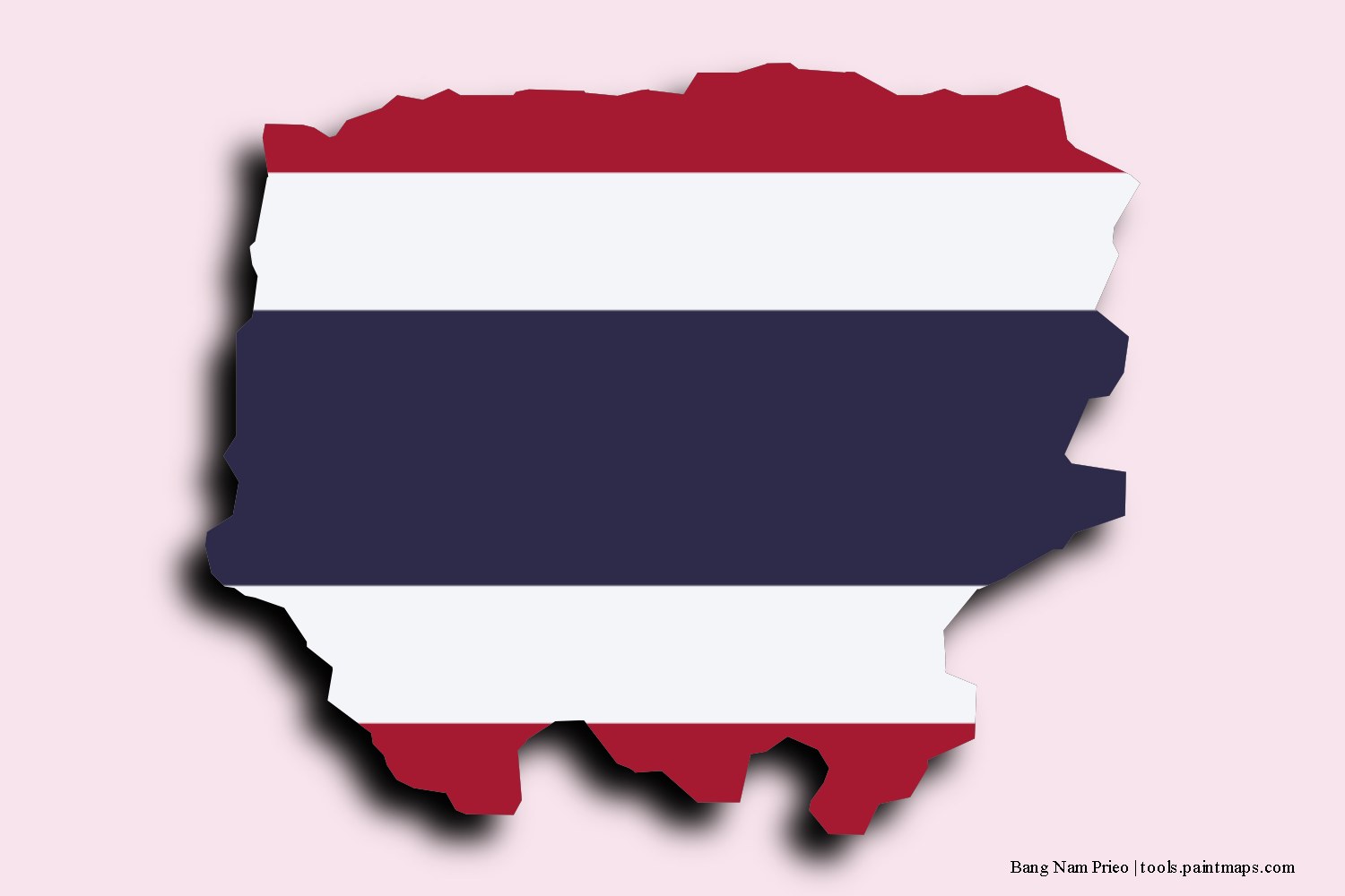 flag map of Bang Nam Priao with 3D shadow effect