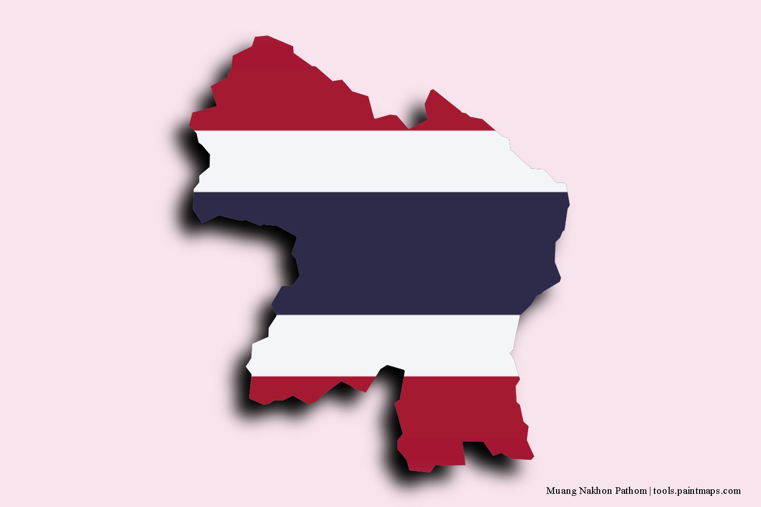 flag map of Nakhon Pathom with 3D shadow effect