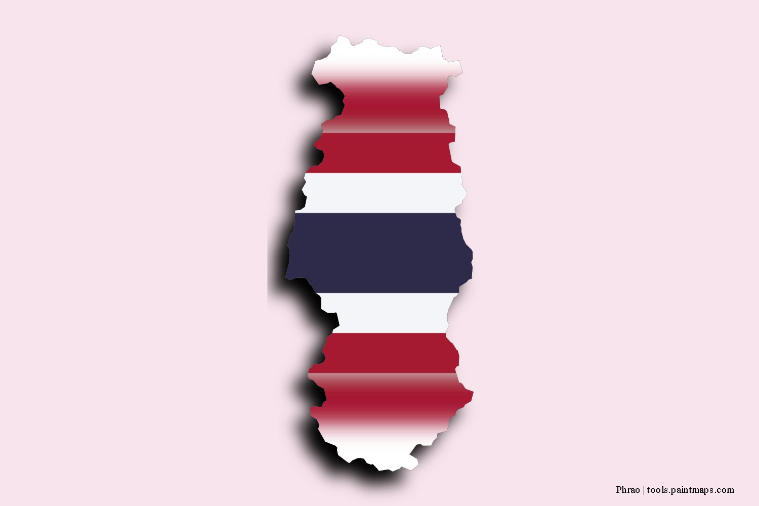 flag map of Phrao with 3D shadow effect