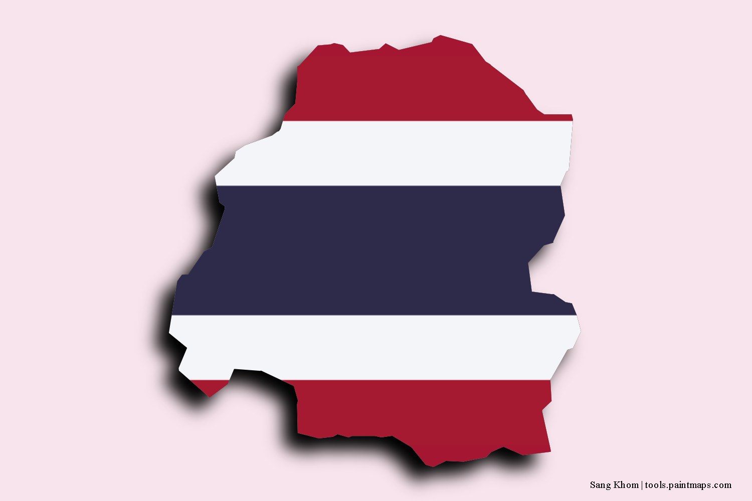 flag map of Sang Khom with 3D shadow effect