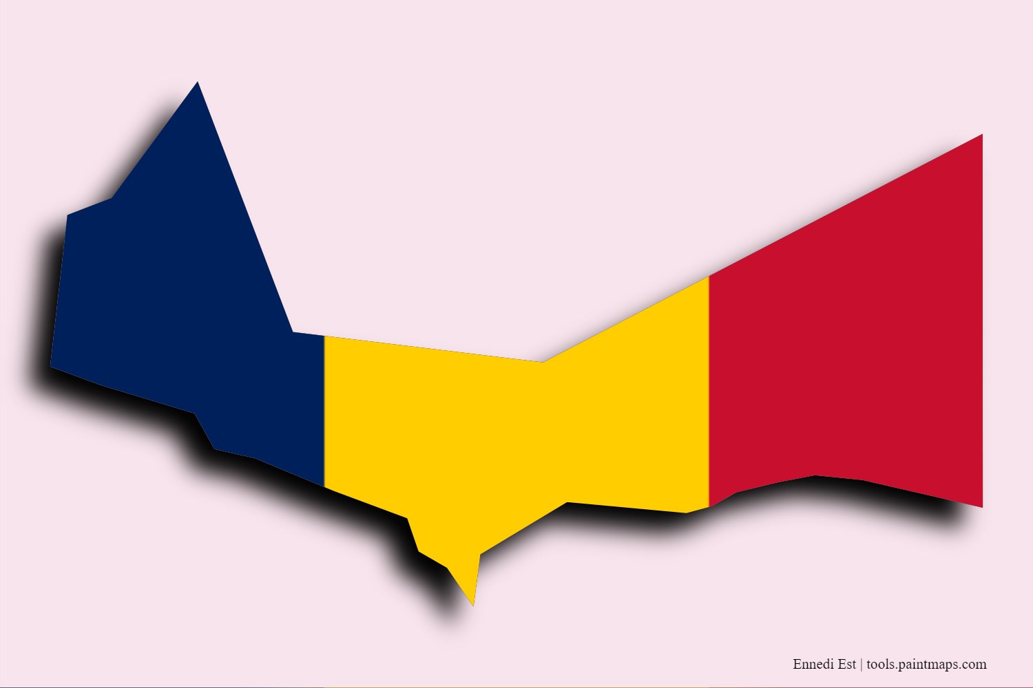 Mapa de la bandera de Ennedi Est con efecto de sombra 3D