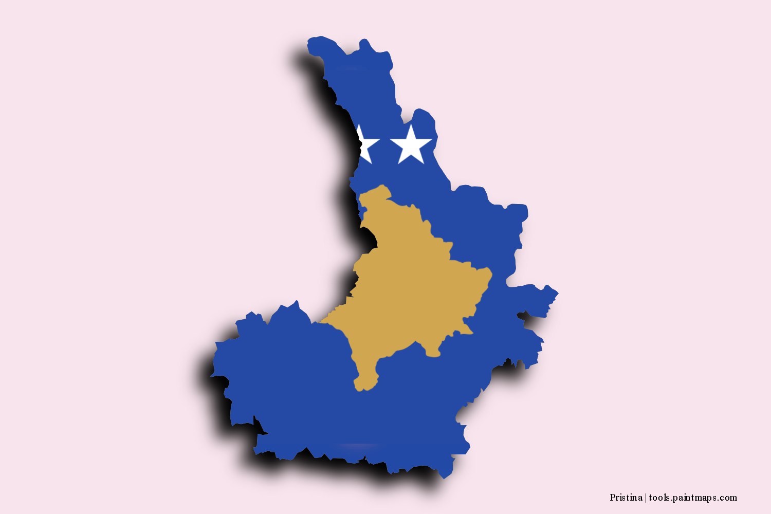 Mapa de la bandera de Pristina con efecto de sombra 3D