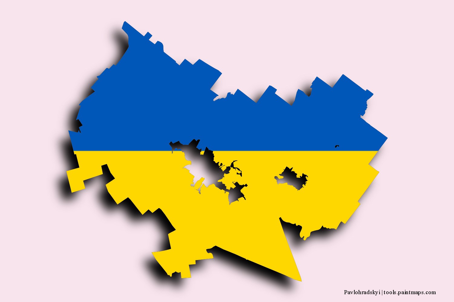 flag map of Pavlohradskyi with 3D shadow effect