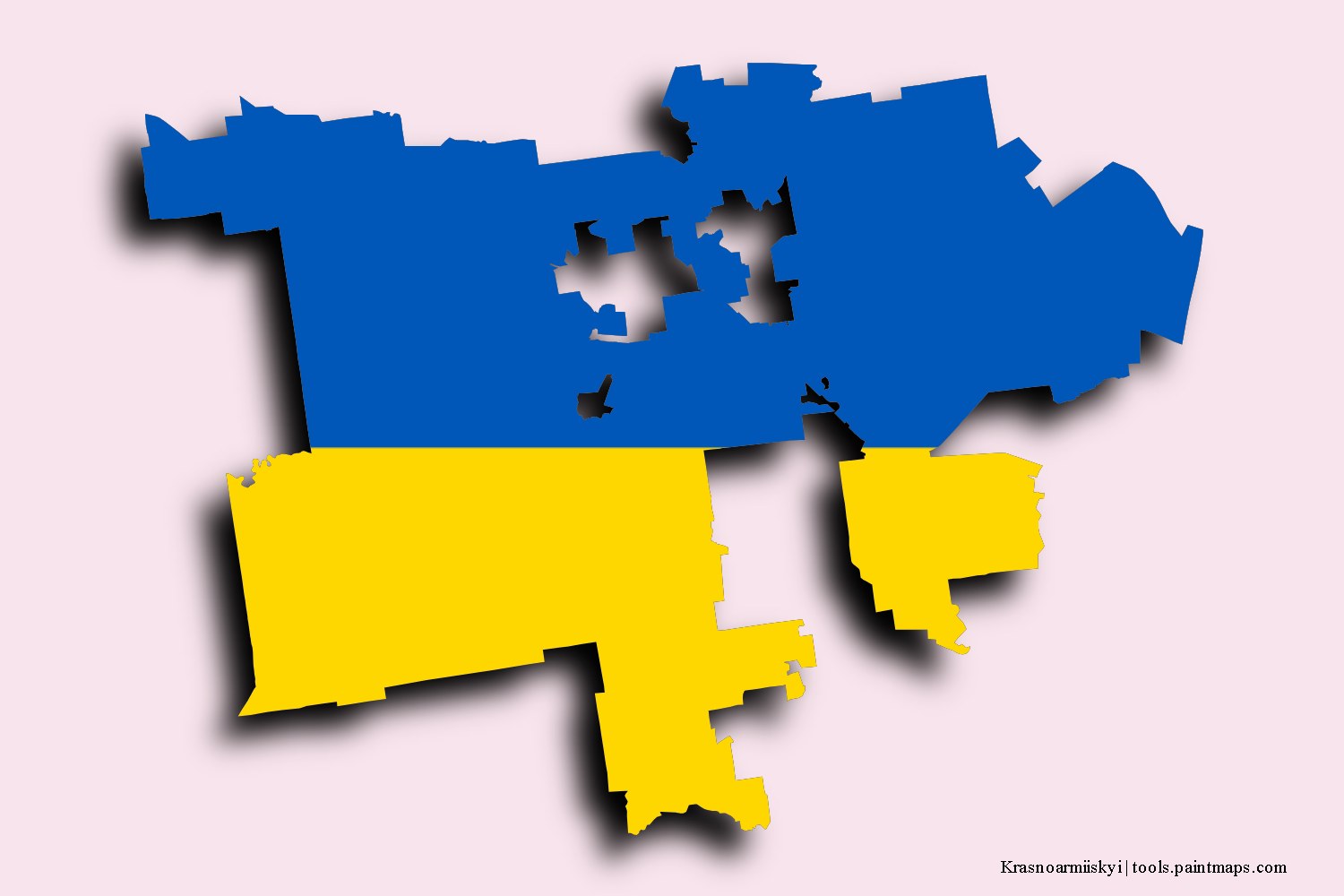 Mapa de la bandera de Krasnoarmiiskyi con efecto de sombra 3D