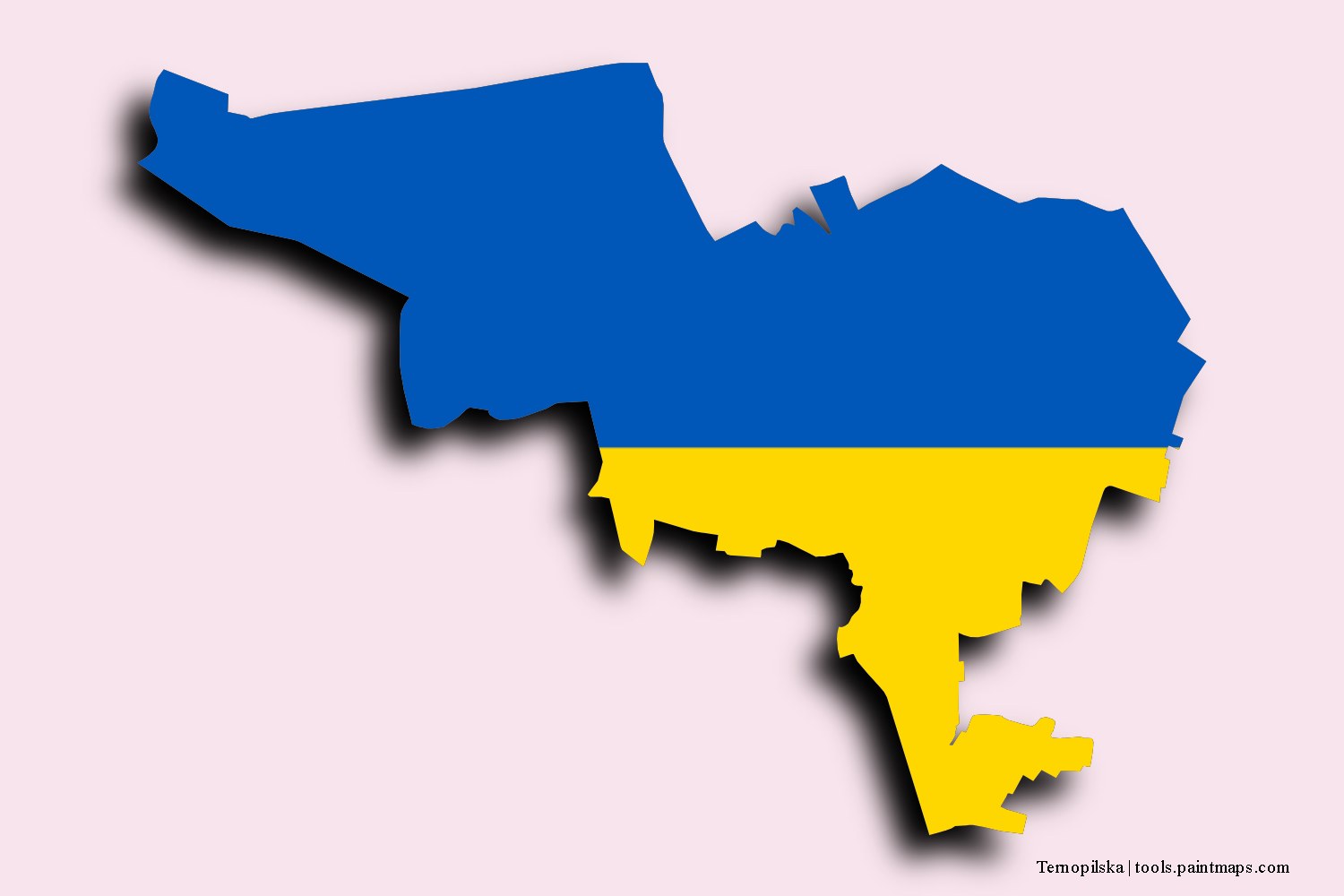 flag map of Ternopil's'ka with 3D shadow effect