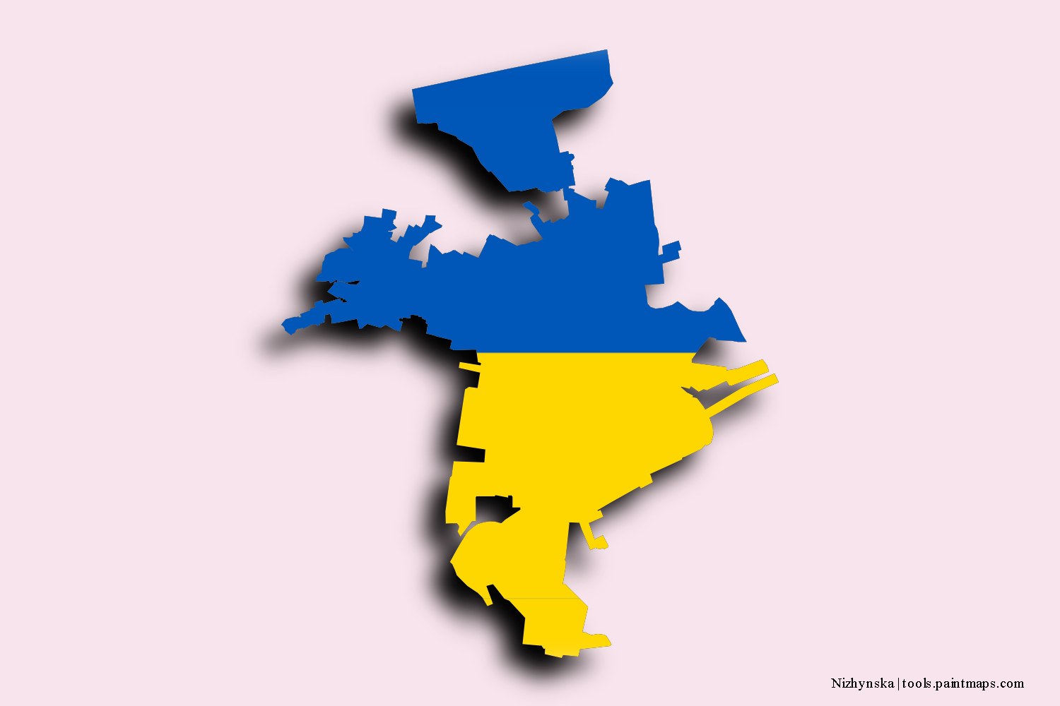 Mapa de la bandera de Nizhynska con efecto de sombra 3D