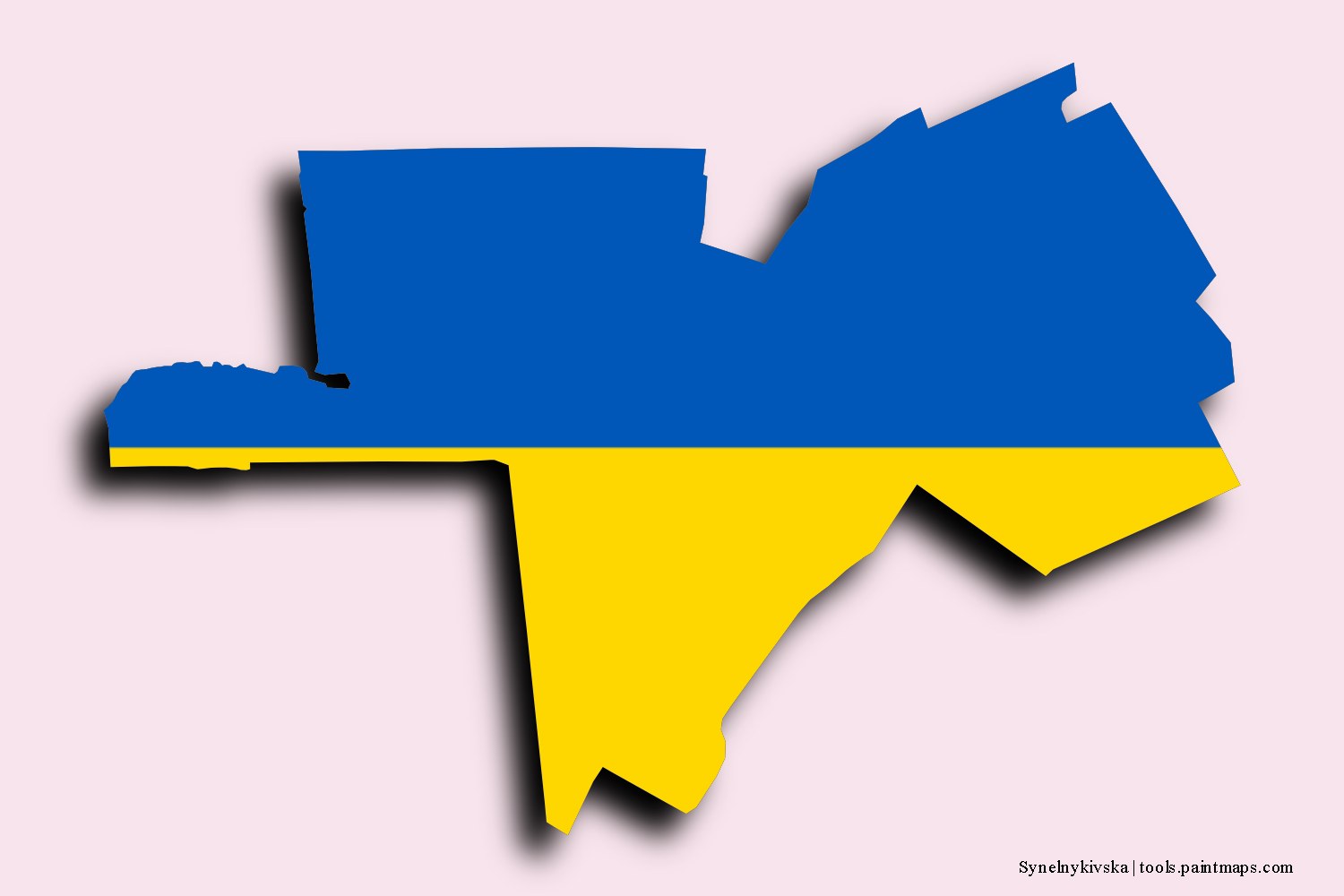 Mapa de la bandera de Synelnykivska con efecto de sombra 3D