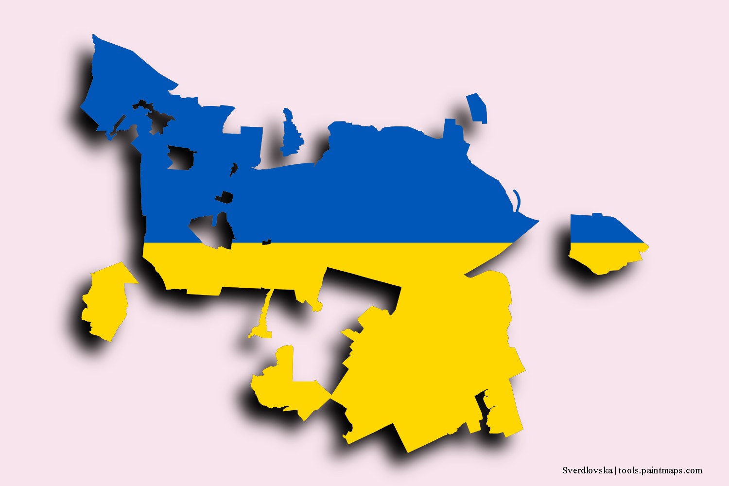 Mapa de la bandera de Sverdlovska con efecto de sombra 3D