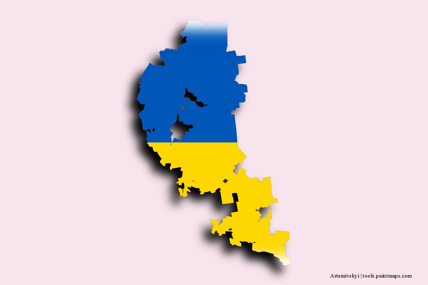 Mapa de la bandera de Artemivskyi con efecto de sombra 3D