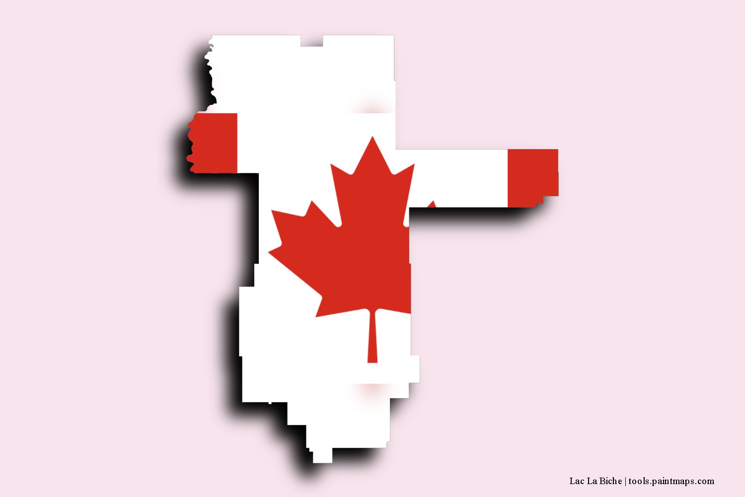 flag map of Lac La Biche with 3D shadow effect