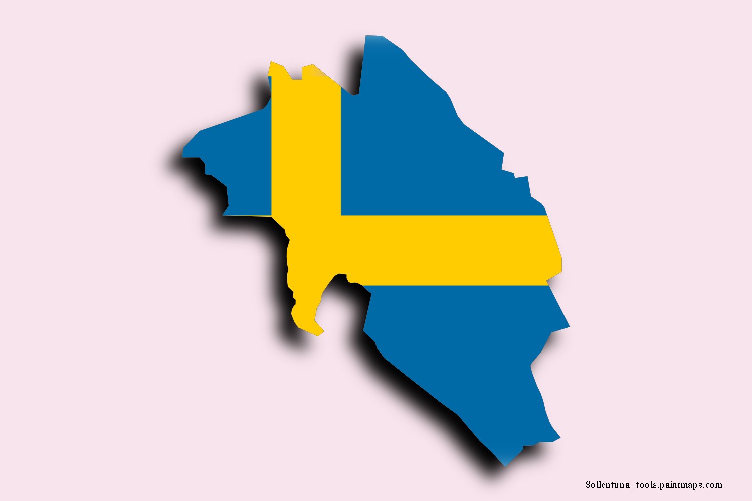 flag map of Sollentuna with 3D shadow effect