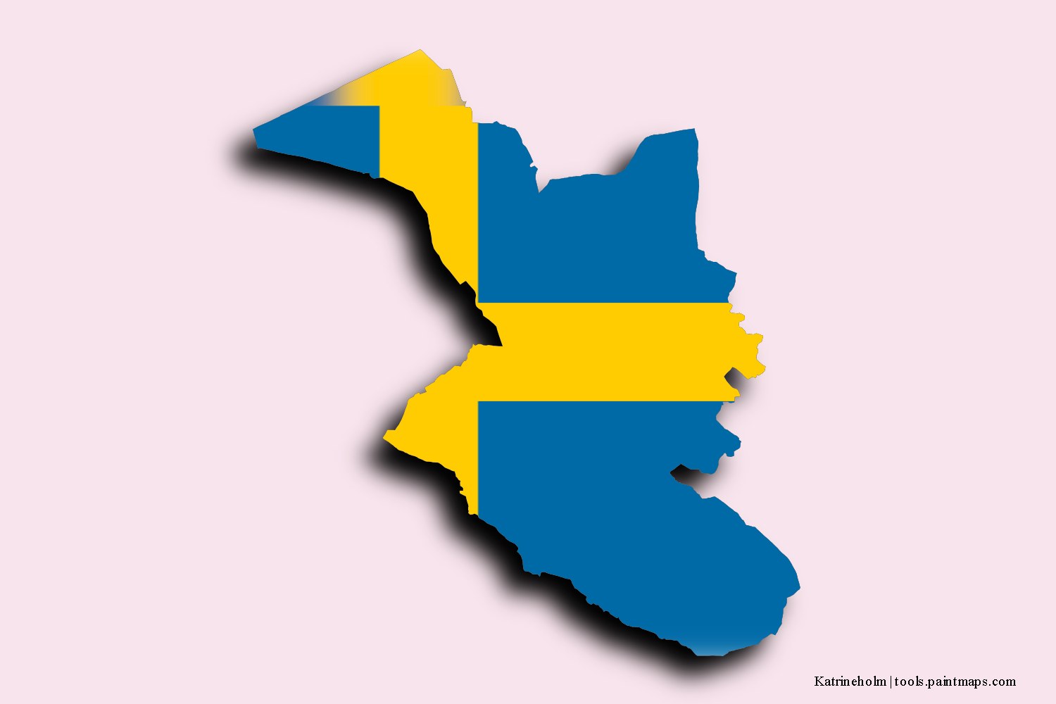 flag map of Katrineholm with 3D shadow effect