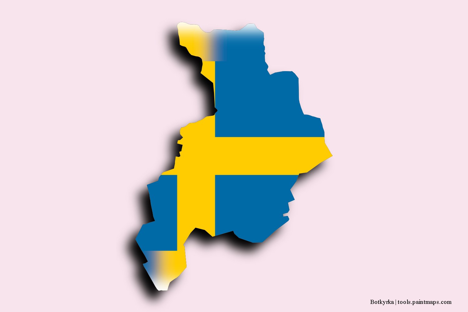 flag map of Botkyrka with 3D shadow effect