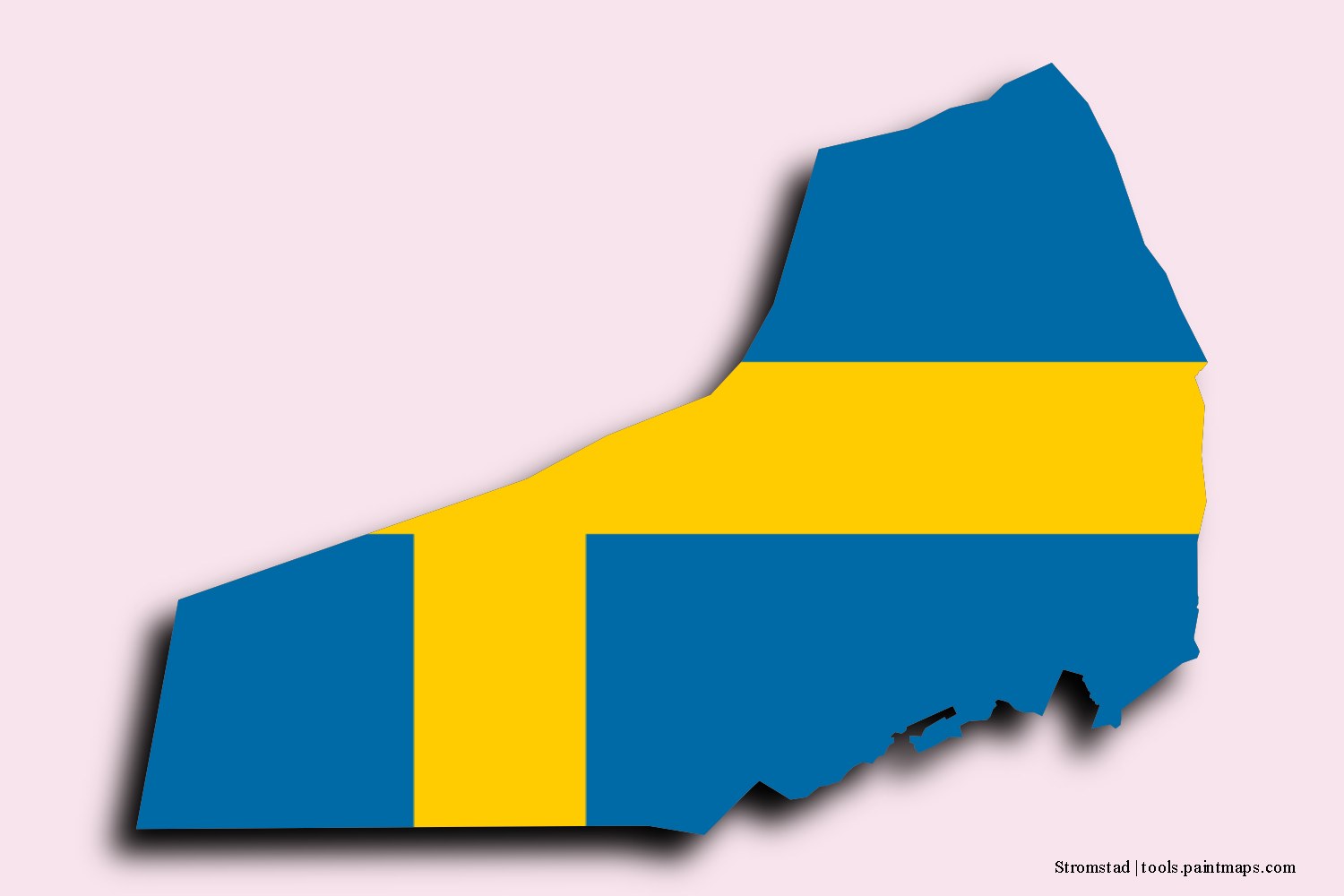 flag map of Stromstad with 3D shadow effect