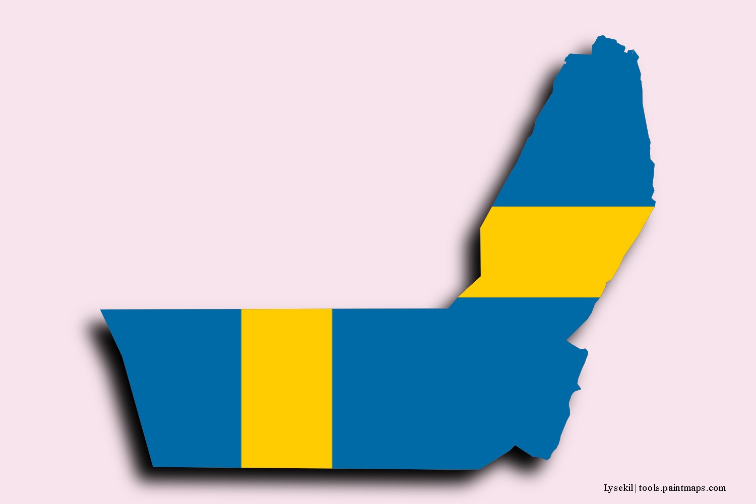 Mapa de la bandera de Lysekil con efecto de sombra 3D