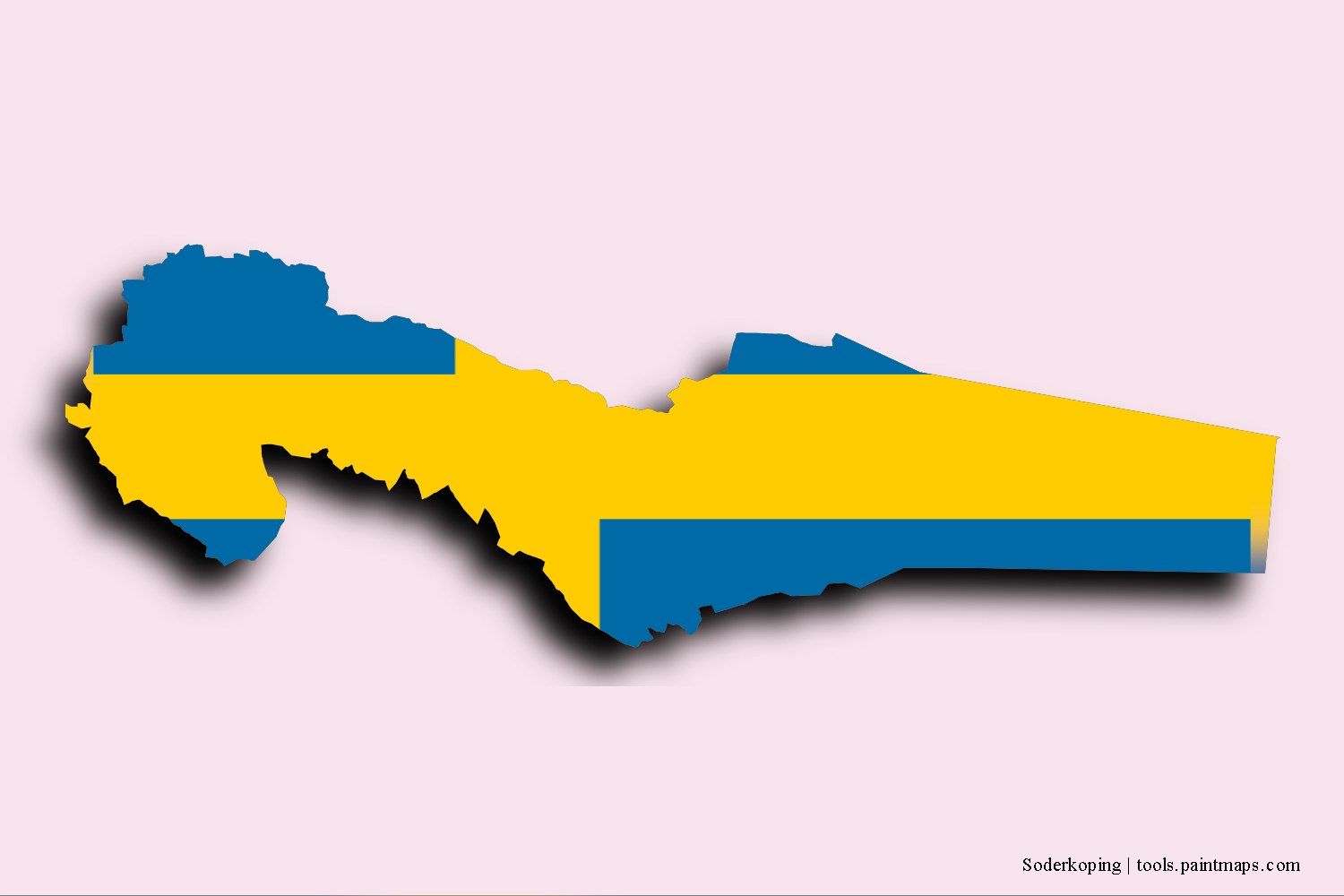 flag map of Soderkoping with 3D shadow effect