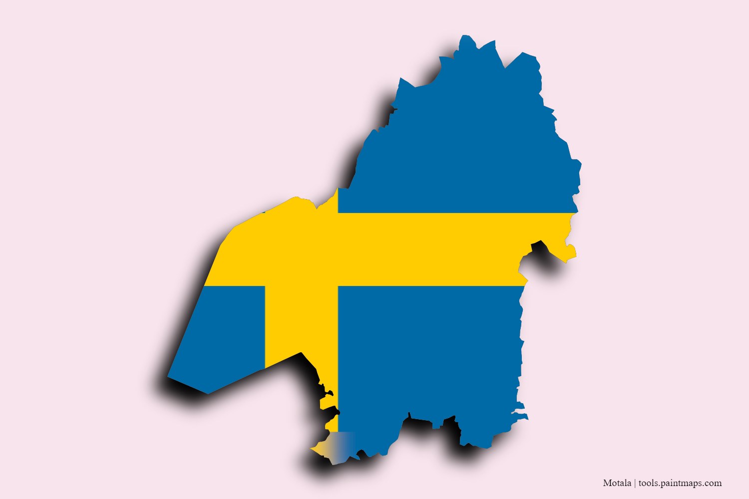 flag map of Motala with 3D shadow effect