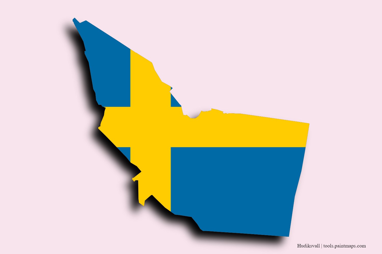 Mapa de la bandera de Hudiksvall con efecto de sombra 3D