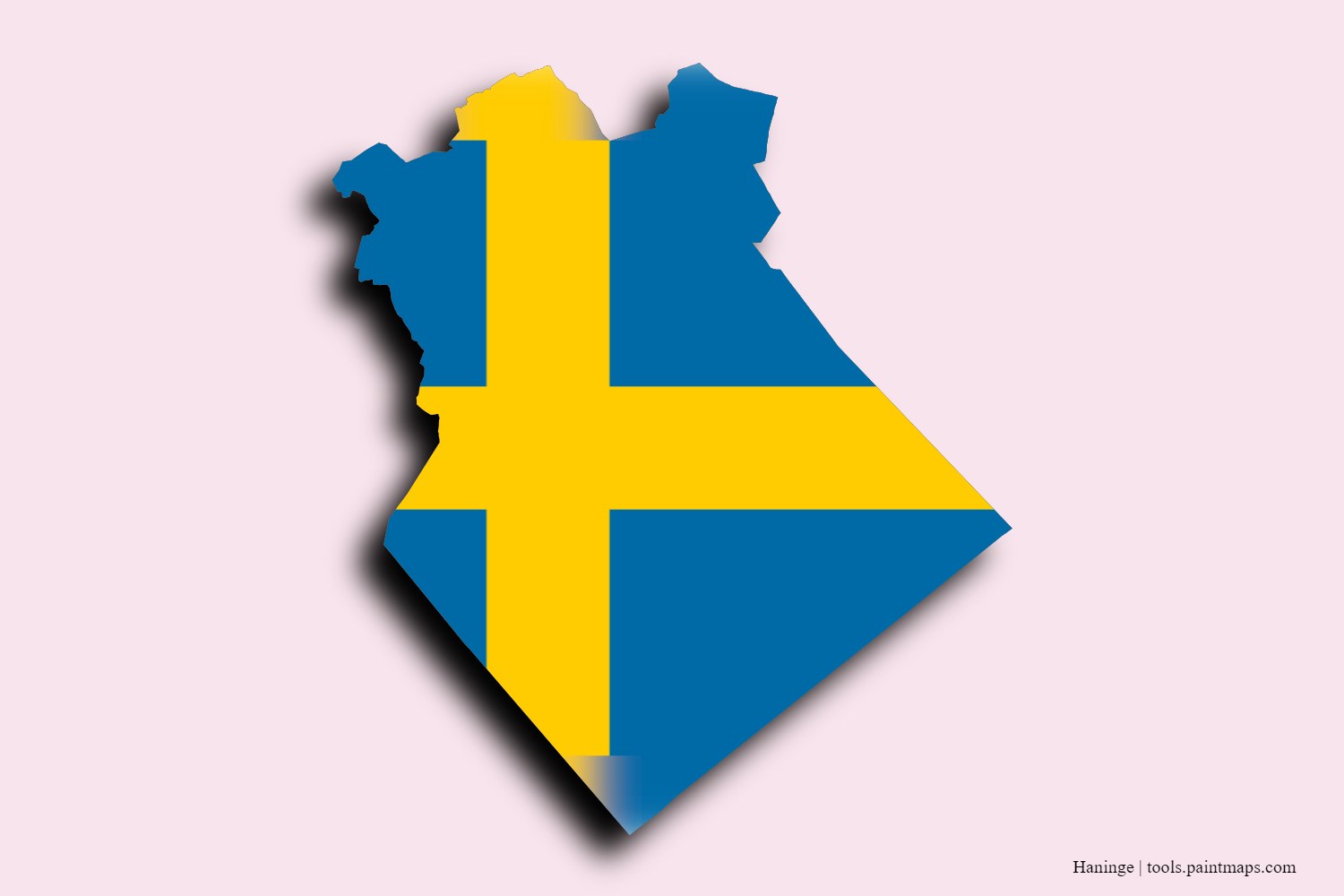 flag map of Haninge with 3D shadow effect