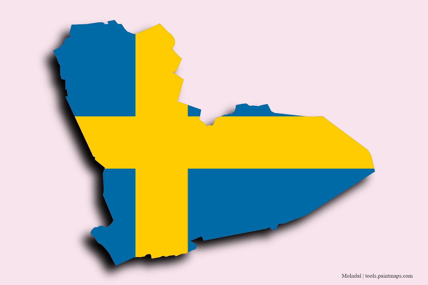 flag map of Molndal with 3D shadow effect