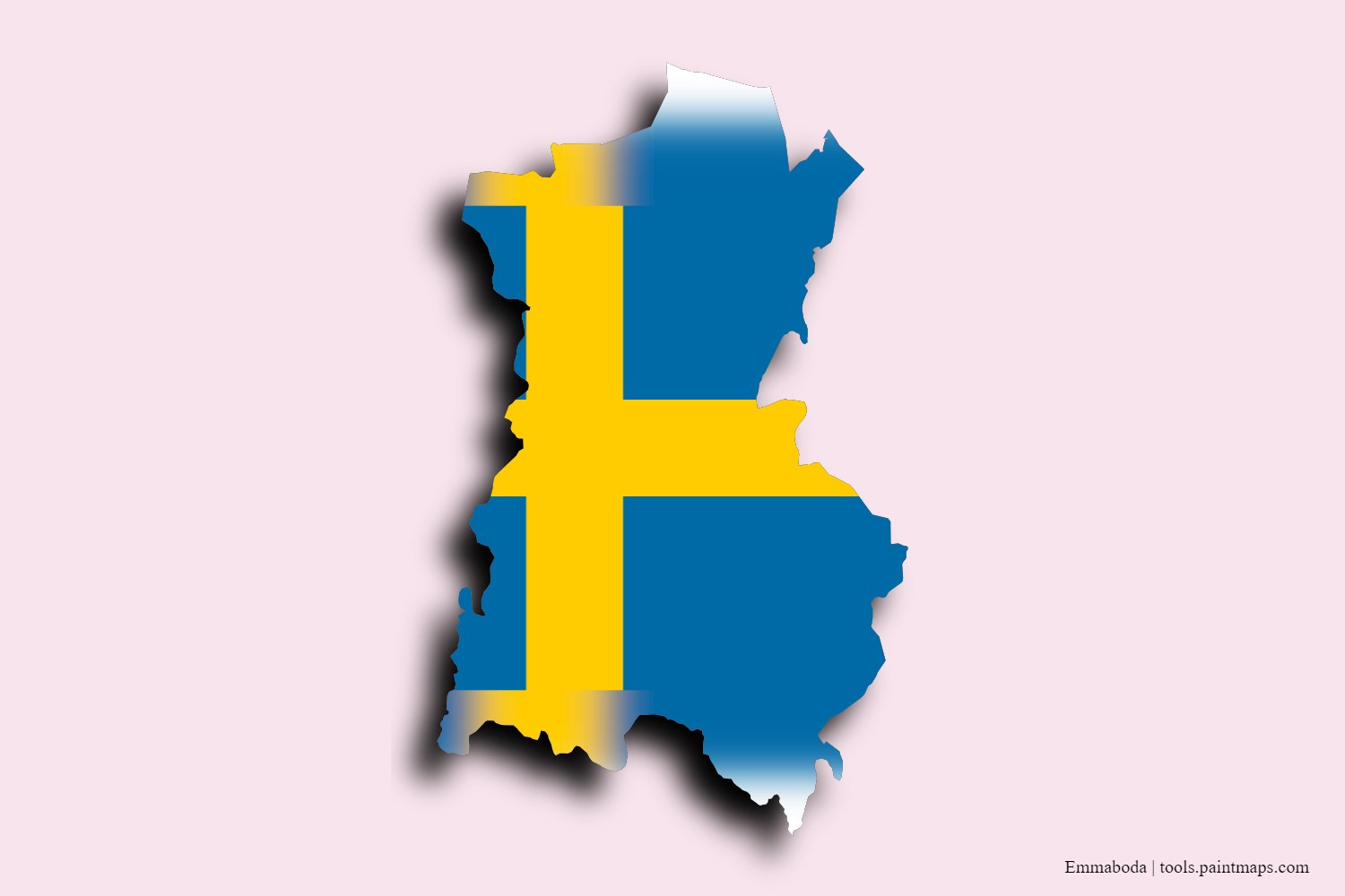 flag map of Emmaboda with 3D shadow effect