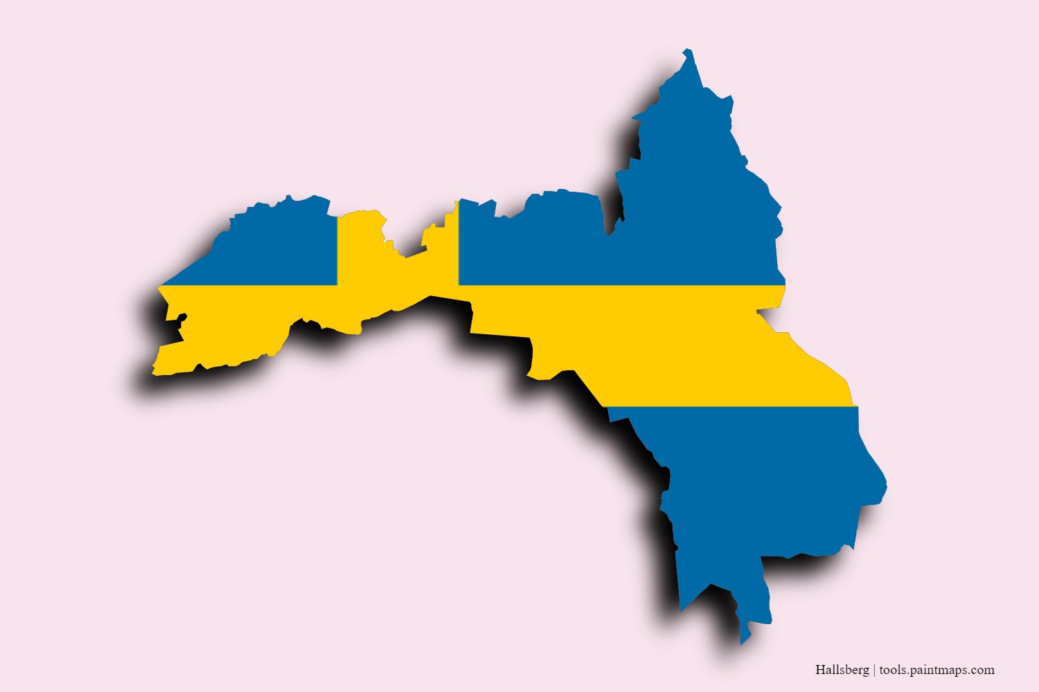 Mapa de la bandera de Hallsberg con efecto de sombra 3D