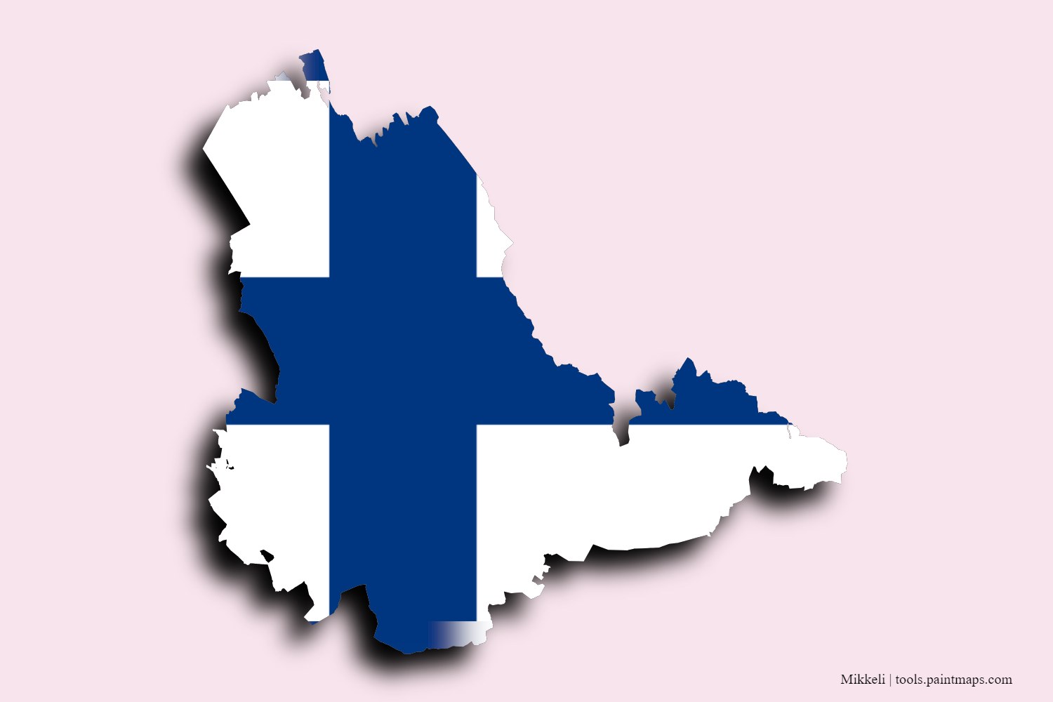 flag map of Mikkeli with 3D shadow effect