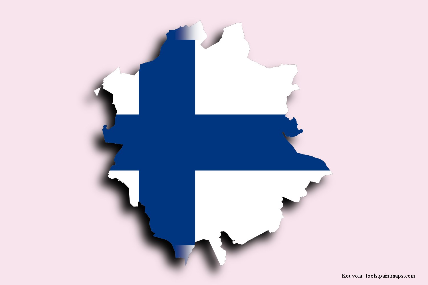 flag map of Kouvola with 3D shadow effect