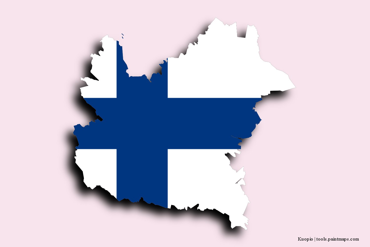 Mapa de la bandera de Kuopio con efecto de sombra 3D